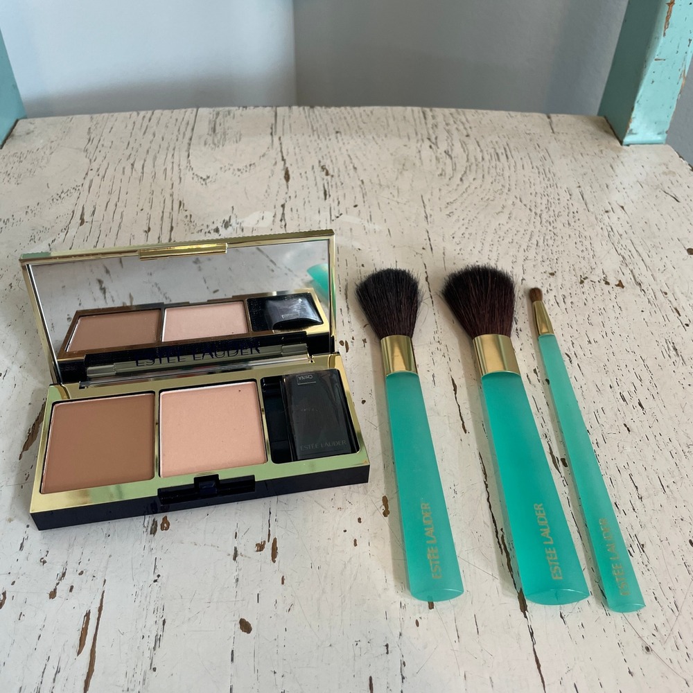 Estee Lauder Pure Color Envy Sculpting Blush Palette Bronzer Luminizer & Brushes